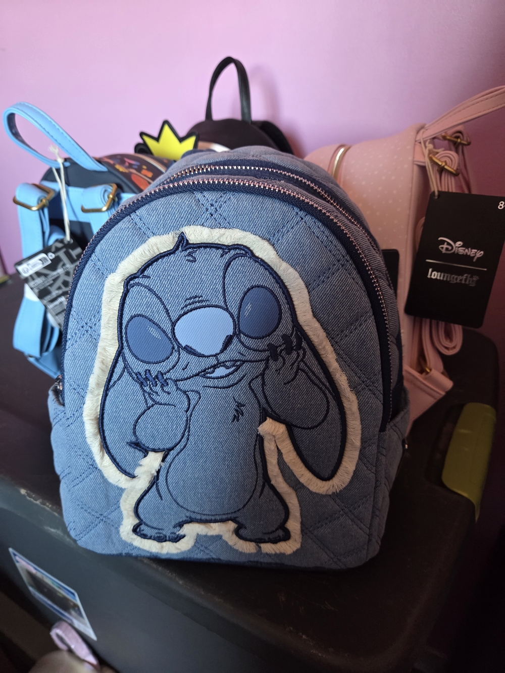 Disney Loungefly Lilo & Stitch Denim Mini Backpack - Blue